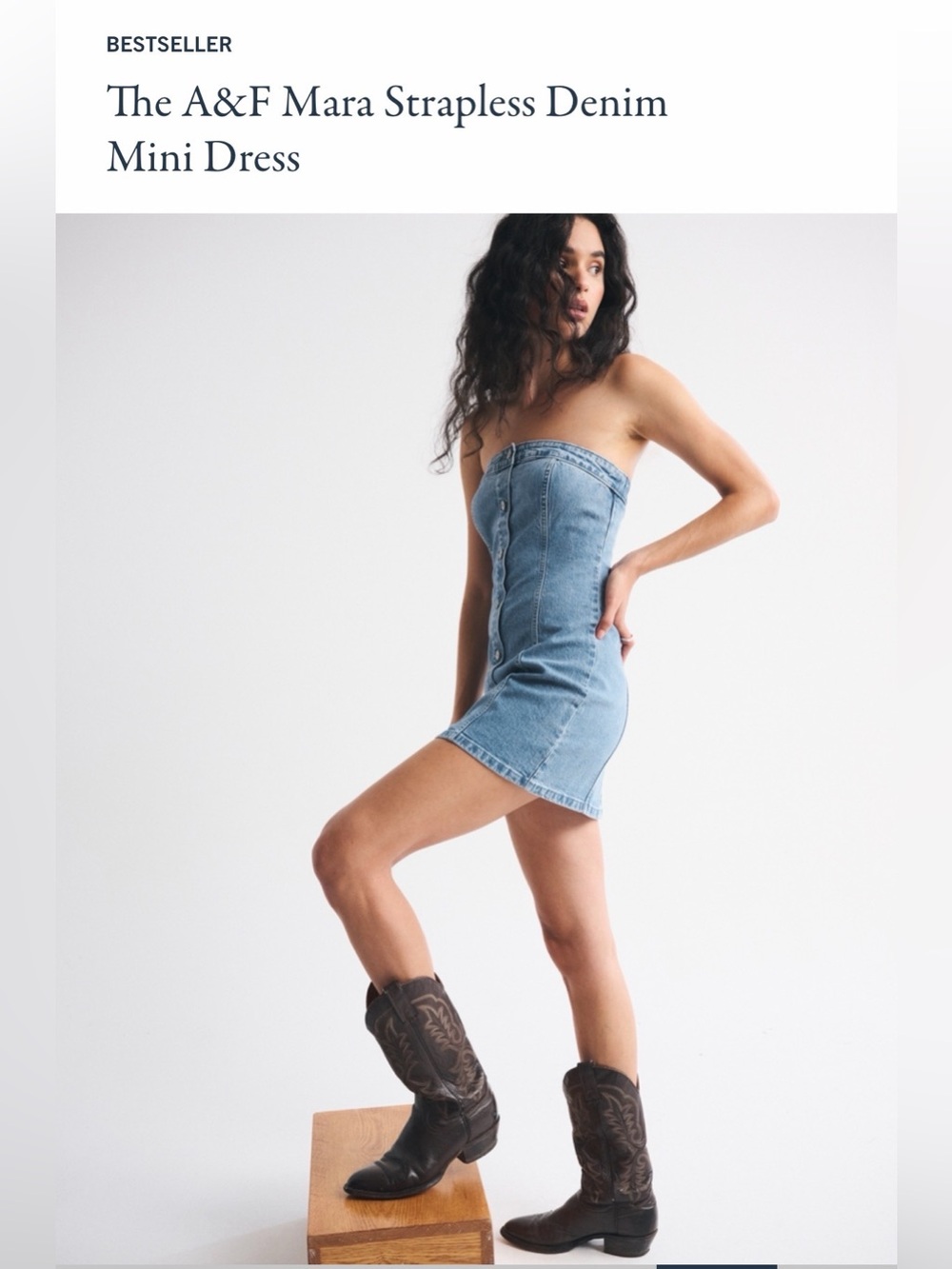 Abercrombie & Fitch Mara Strapless Denim Mini Dress in Light Blue - Picture 2 of 5